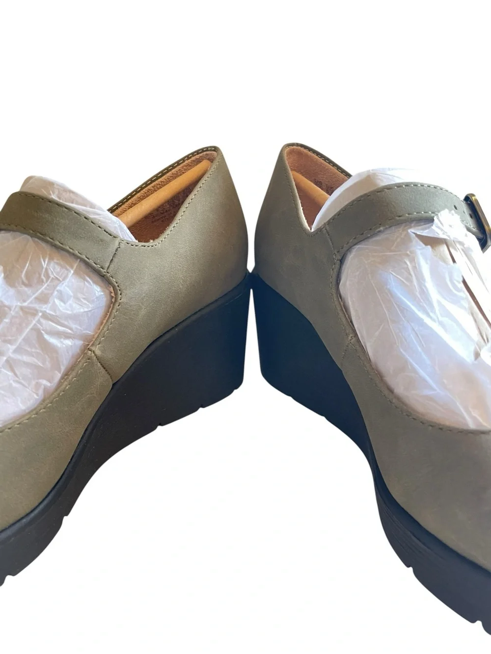 Naturalizer Soul Adore Mary Jane wedges in an olive green NEW